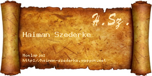 Haiman Szederke névjegykártya
